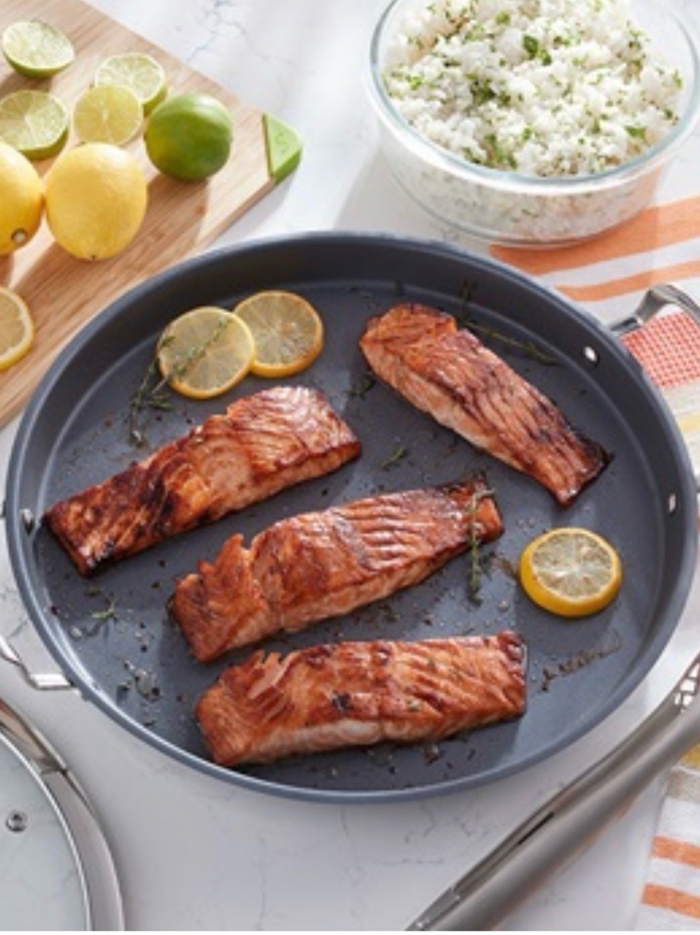 Princess House Gray Round Nonstick Grill Pan with Silver Handles